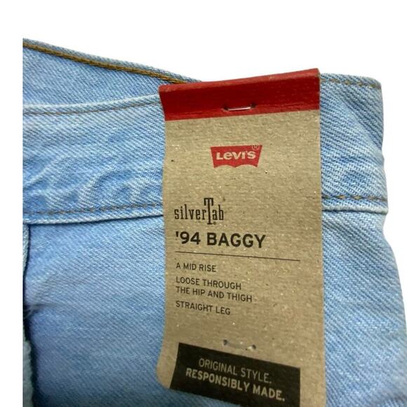 Levis Silver Tab 1994 Baggy Jeans Mens 31x31 Straight Mid Rise Distressed NWT - Picture 10 of 13